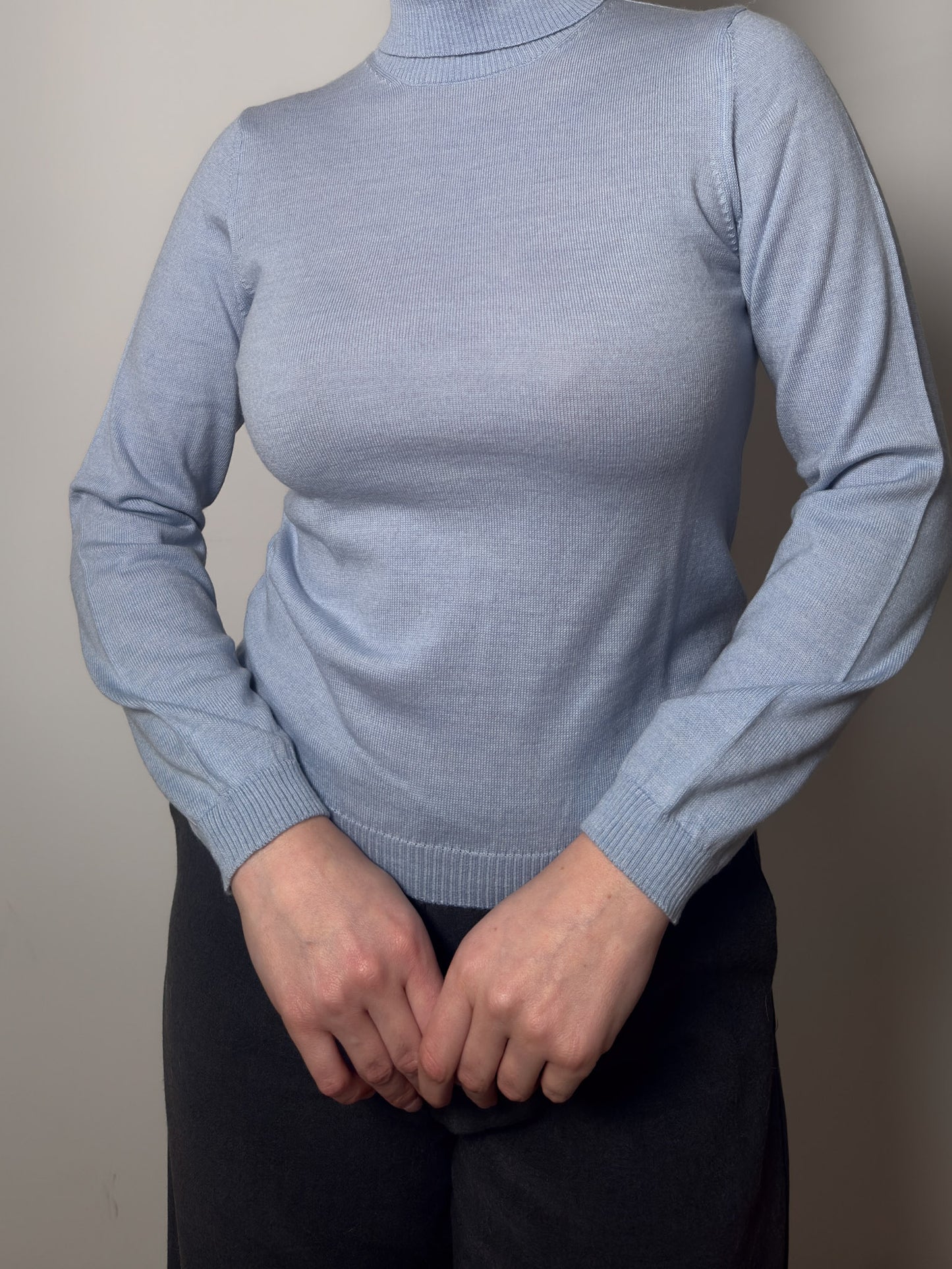 Pure merino wool sky turtleneck pull