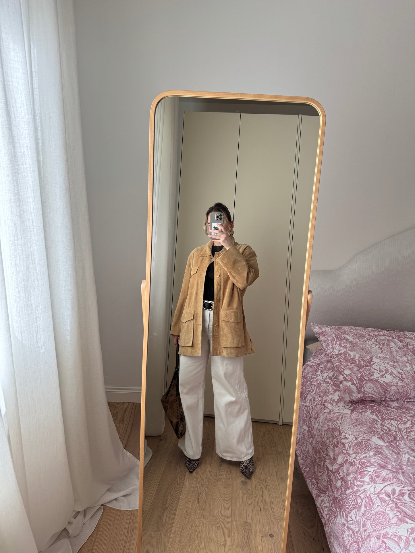 Real suede camel jacket