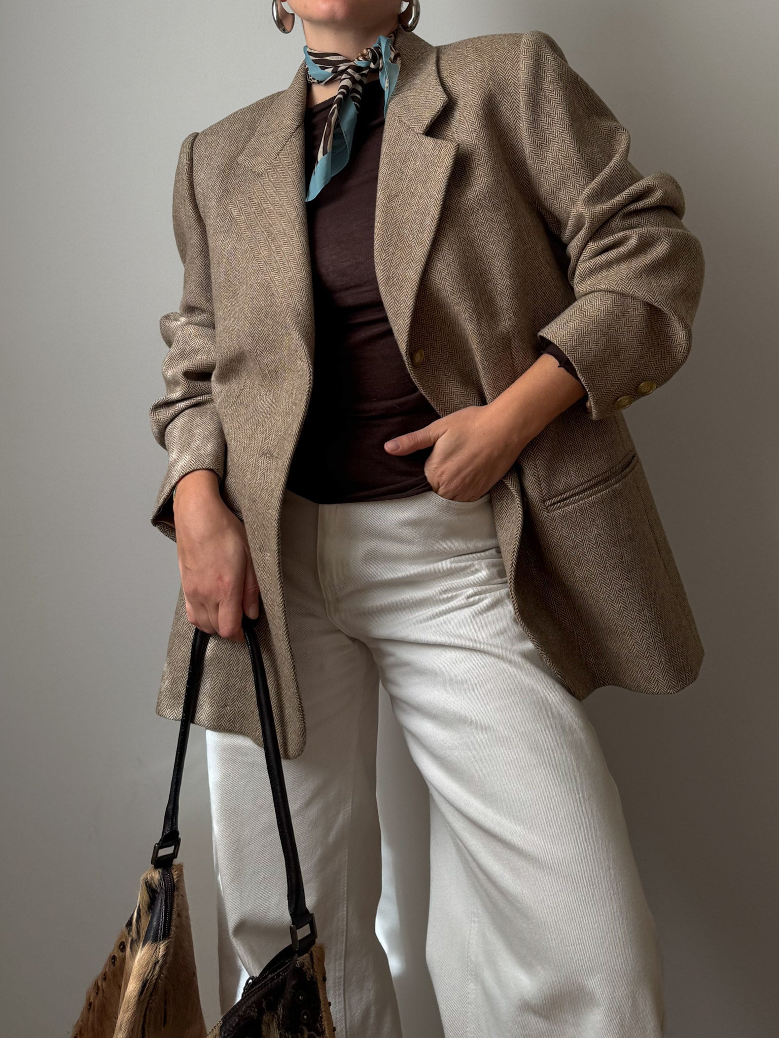 Pure wool herringbone blazer