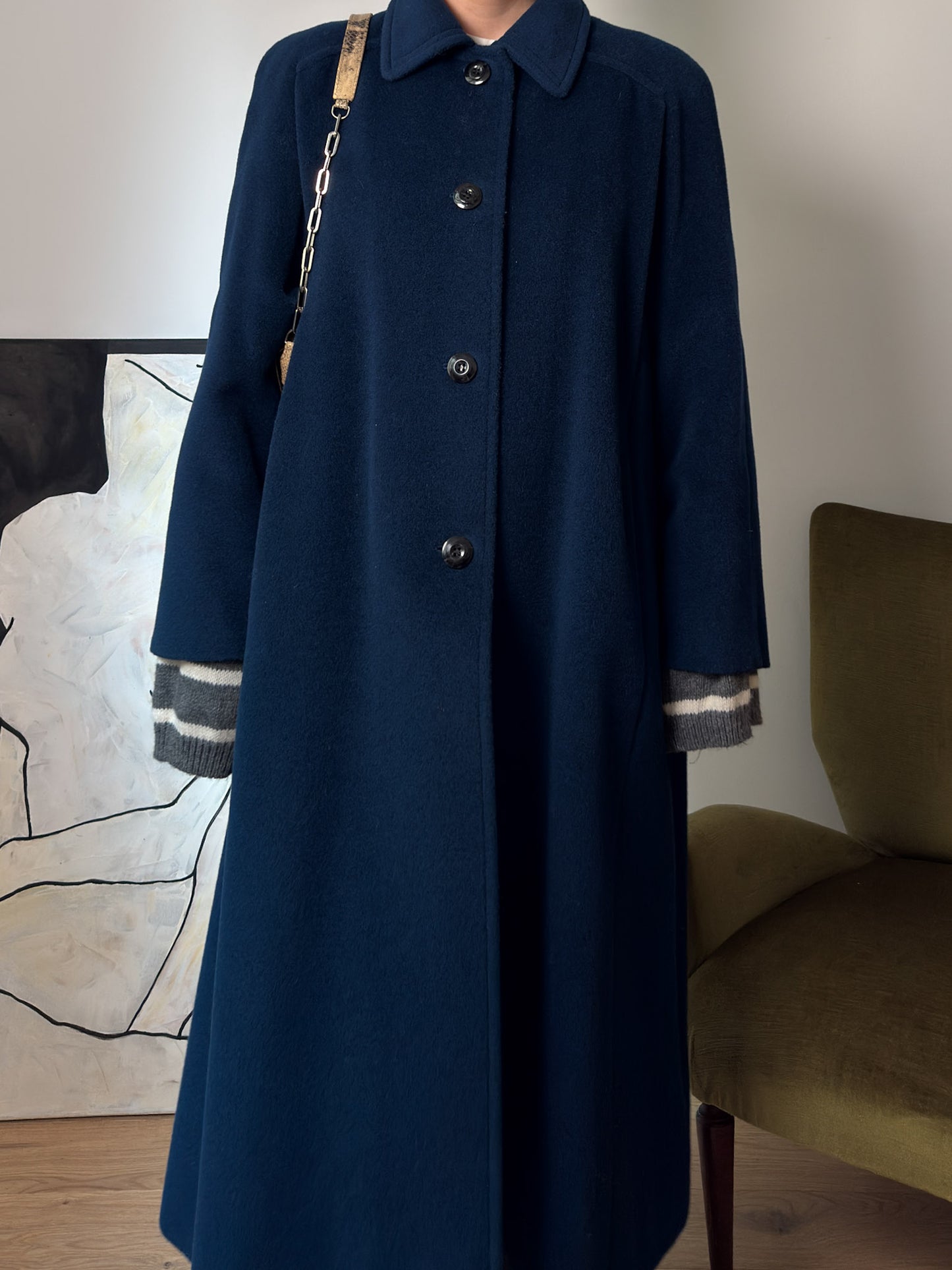 Pure virgin wool blue cobalt coat