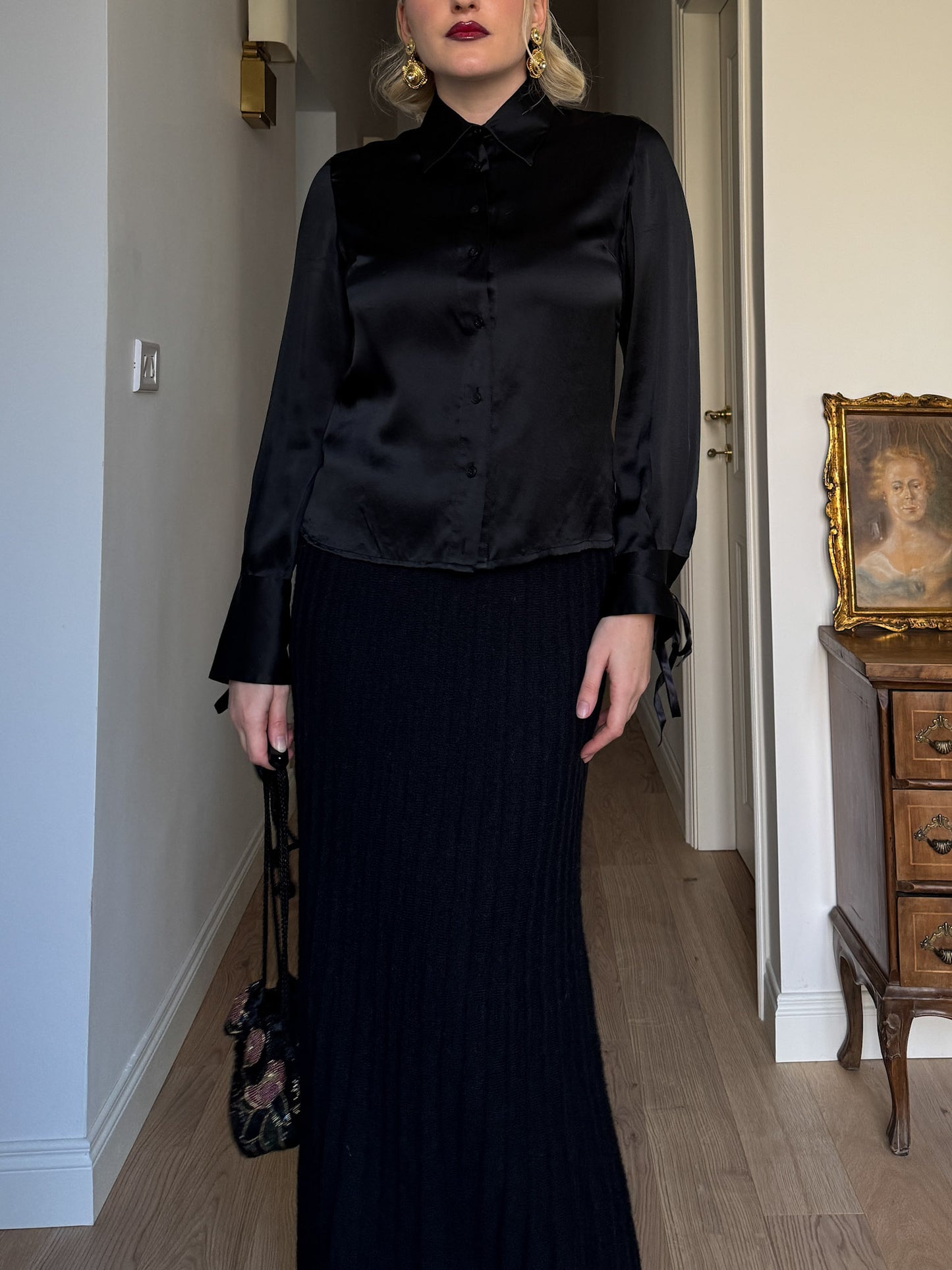 Pure silk black shirt