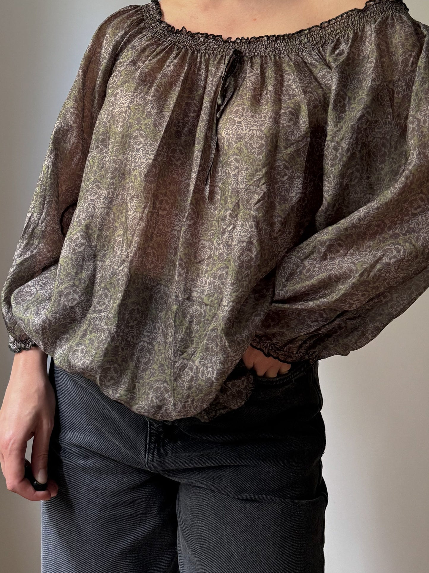 Pure silk printed blouse