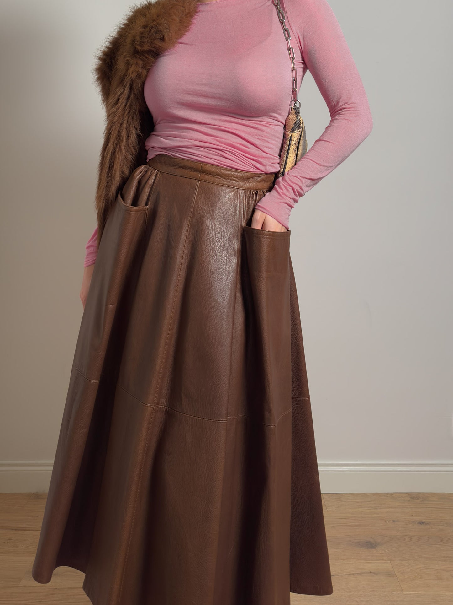 Real leather rust skirt
