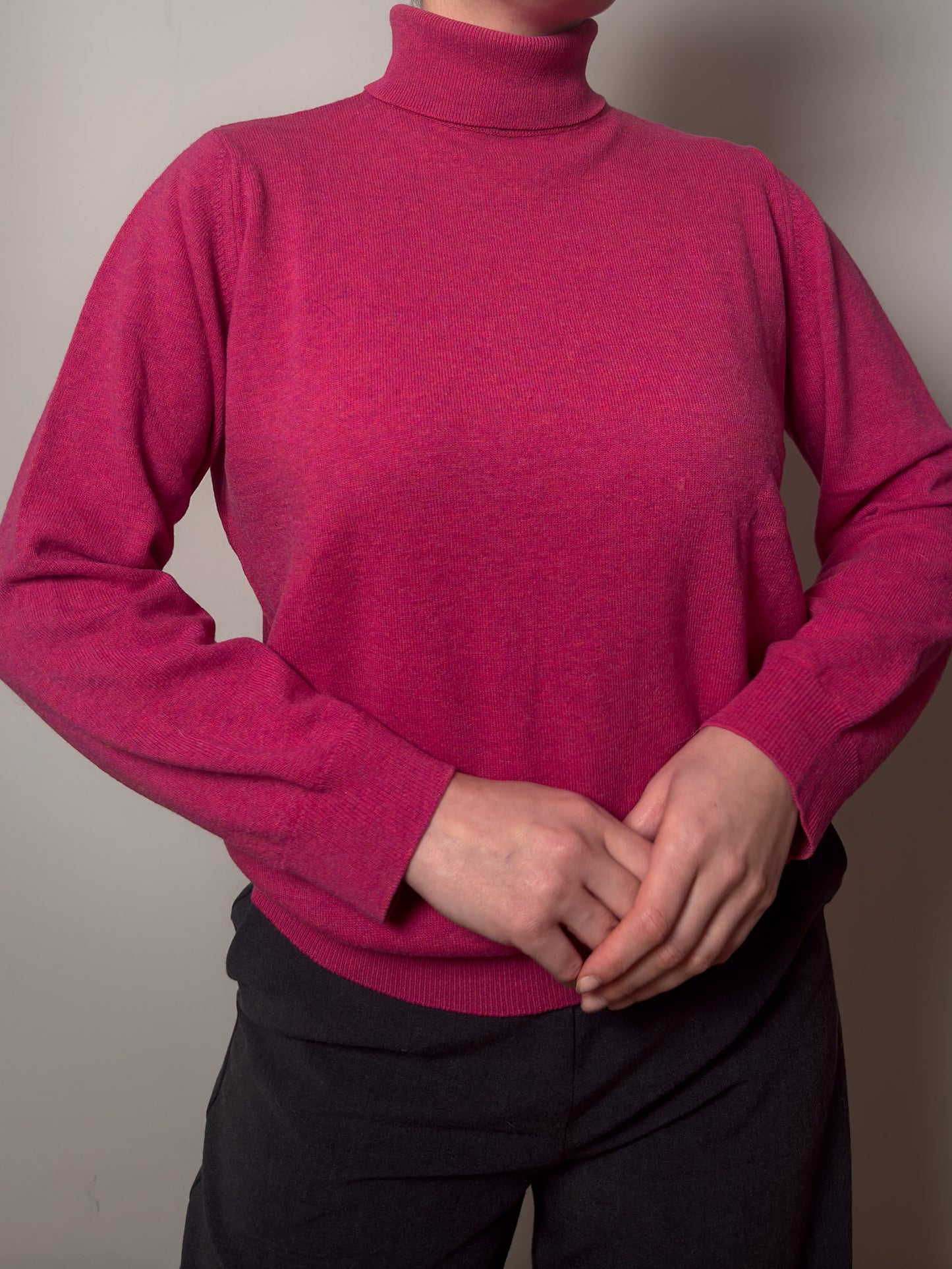 Pure new wool cyclamen turtleneck pull