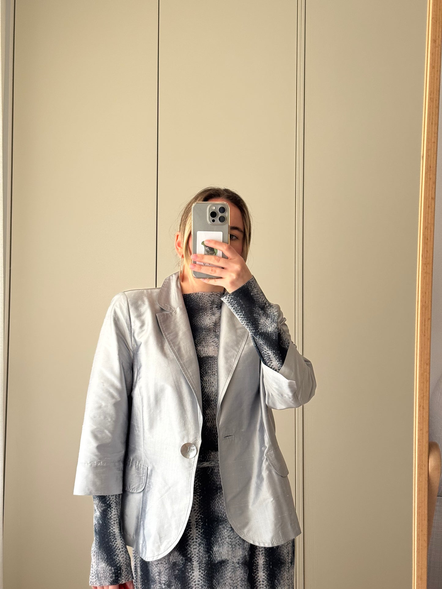 Pure silk silver jacket