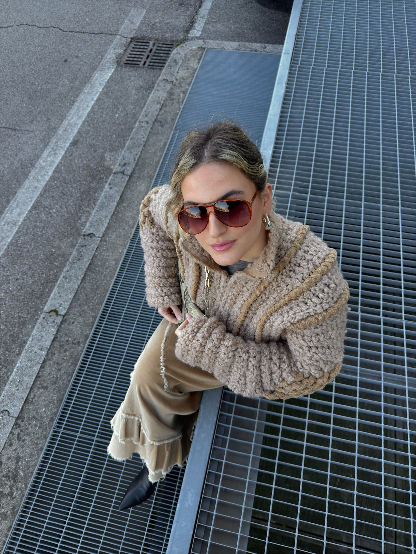 Pure wool camel cardigan
