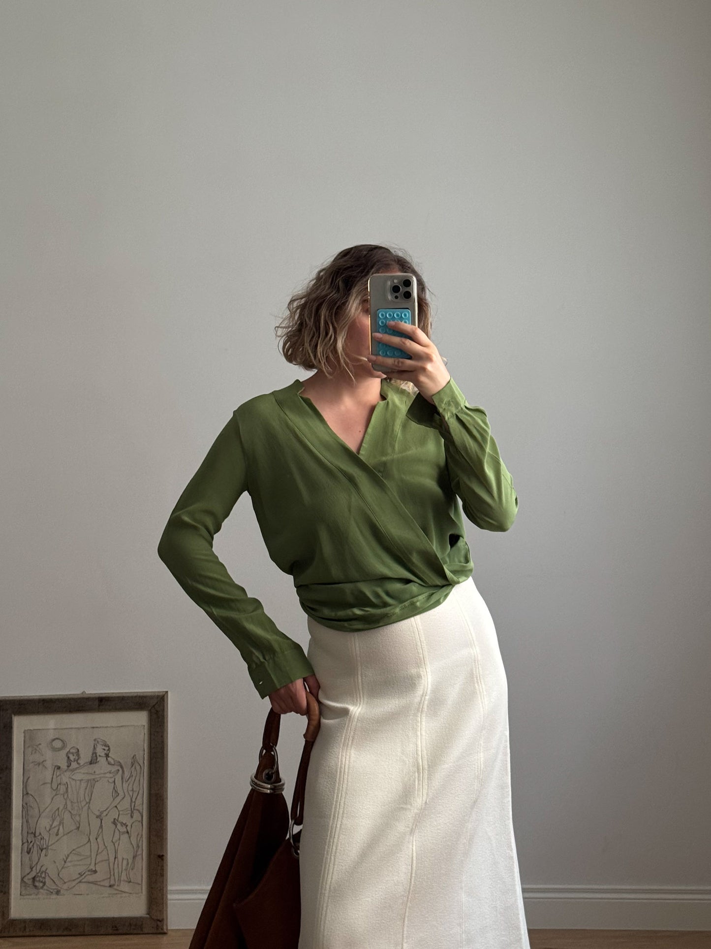 Pure silk green blouse