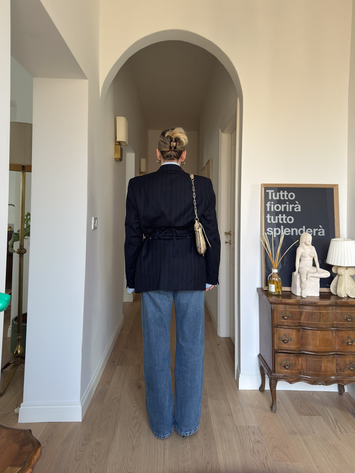 Brando pinstriped blue wool
