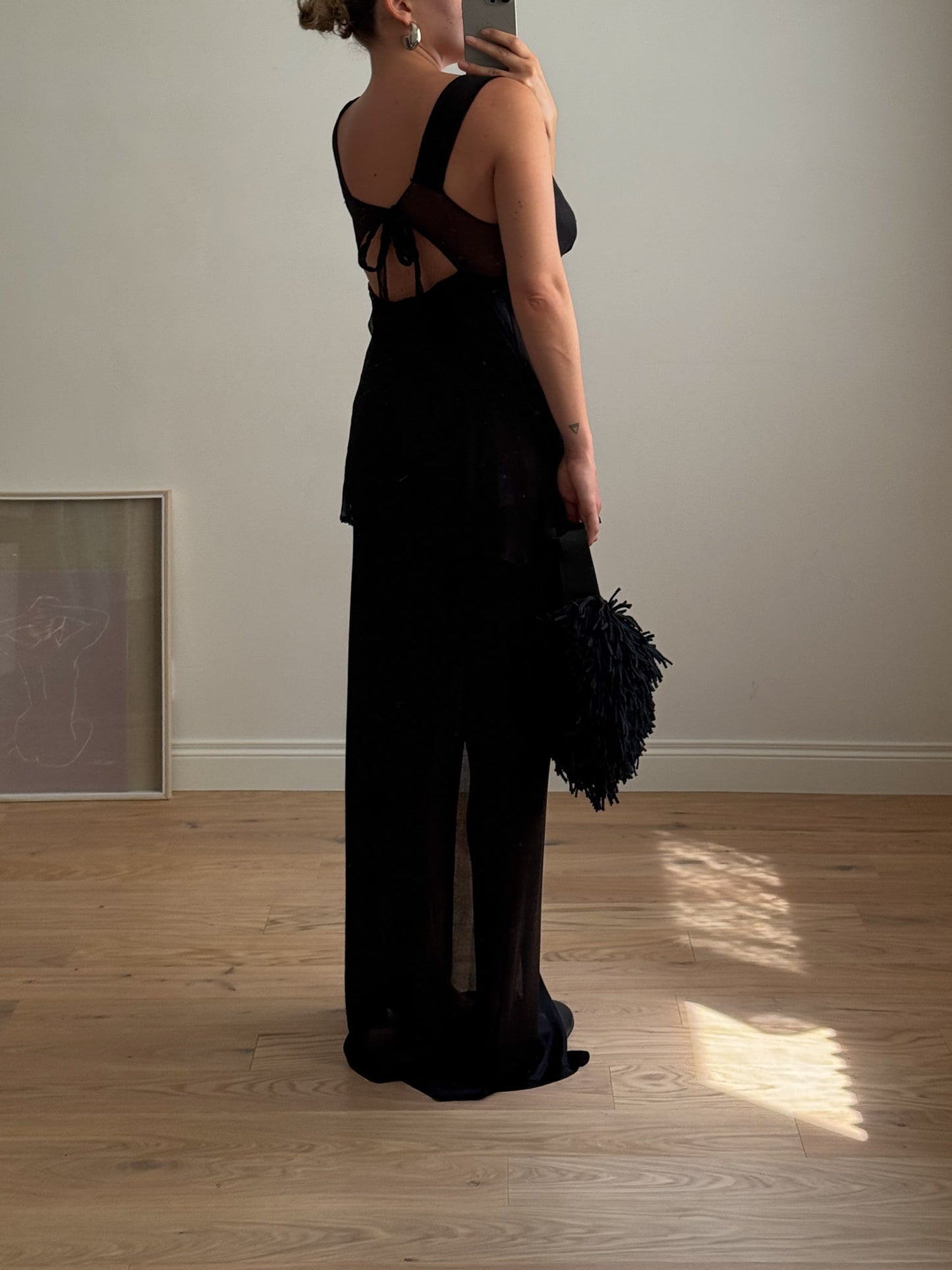 Pure silk black top