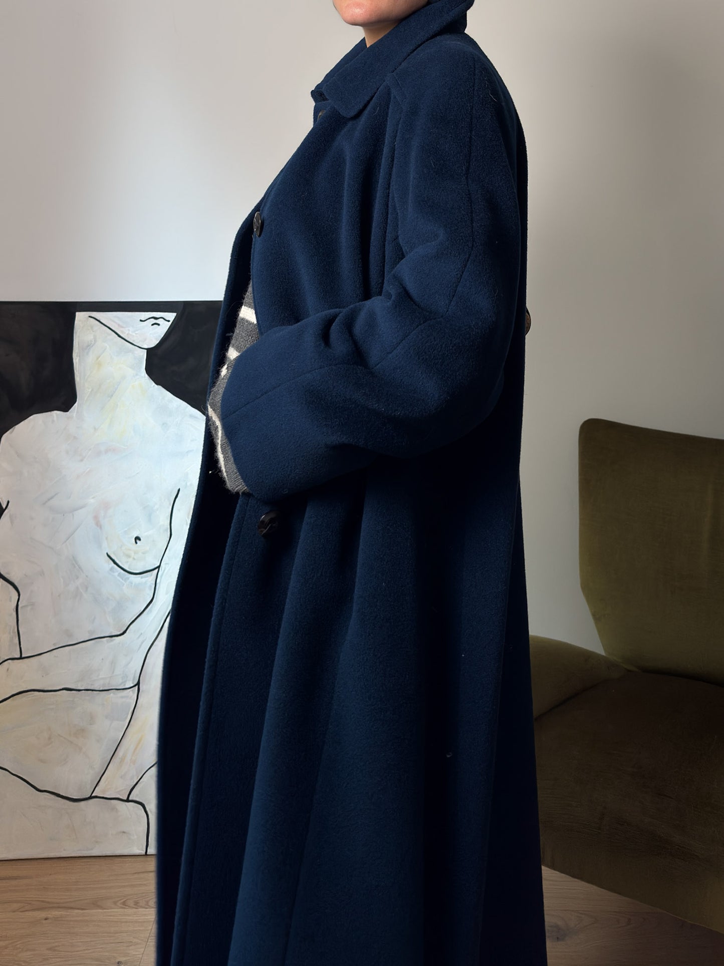 Pure virgin wool blue cobalt coat