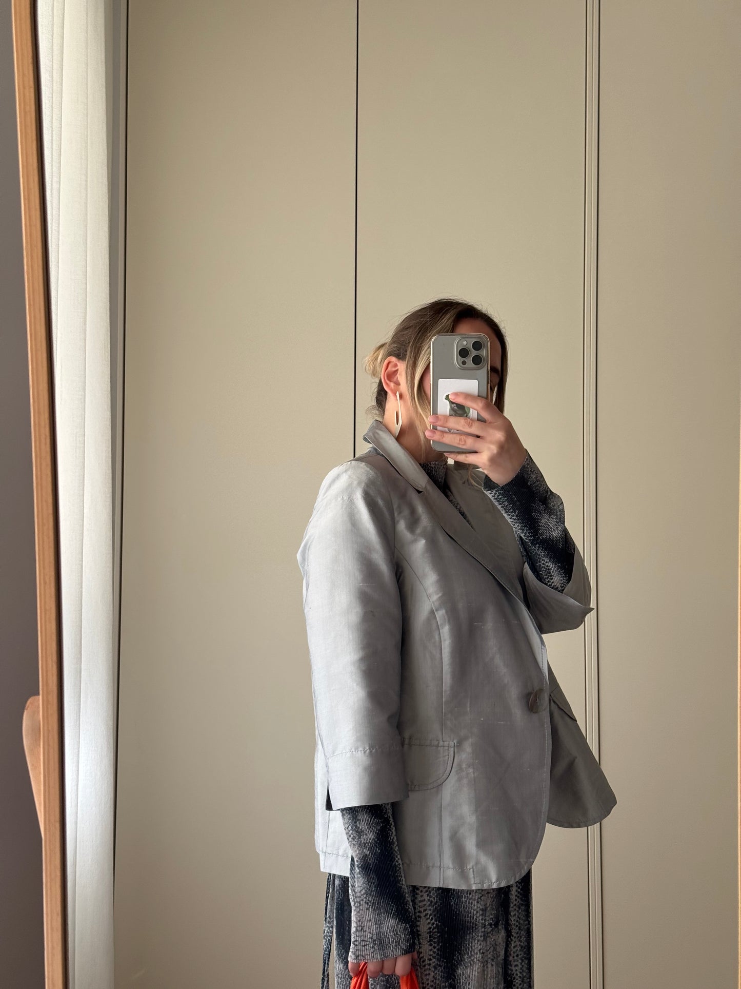 Pure silk silver jacket