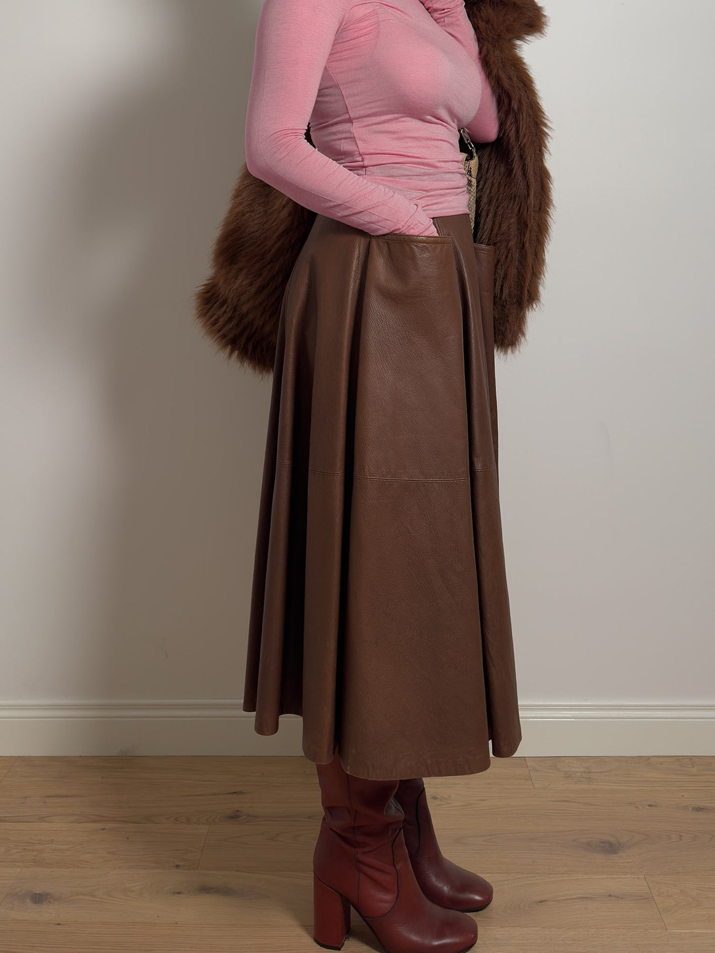 Real leather rust skirt