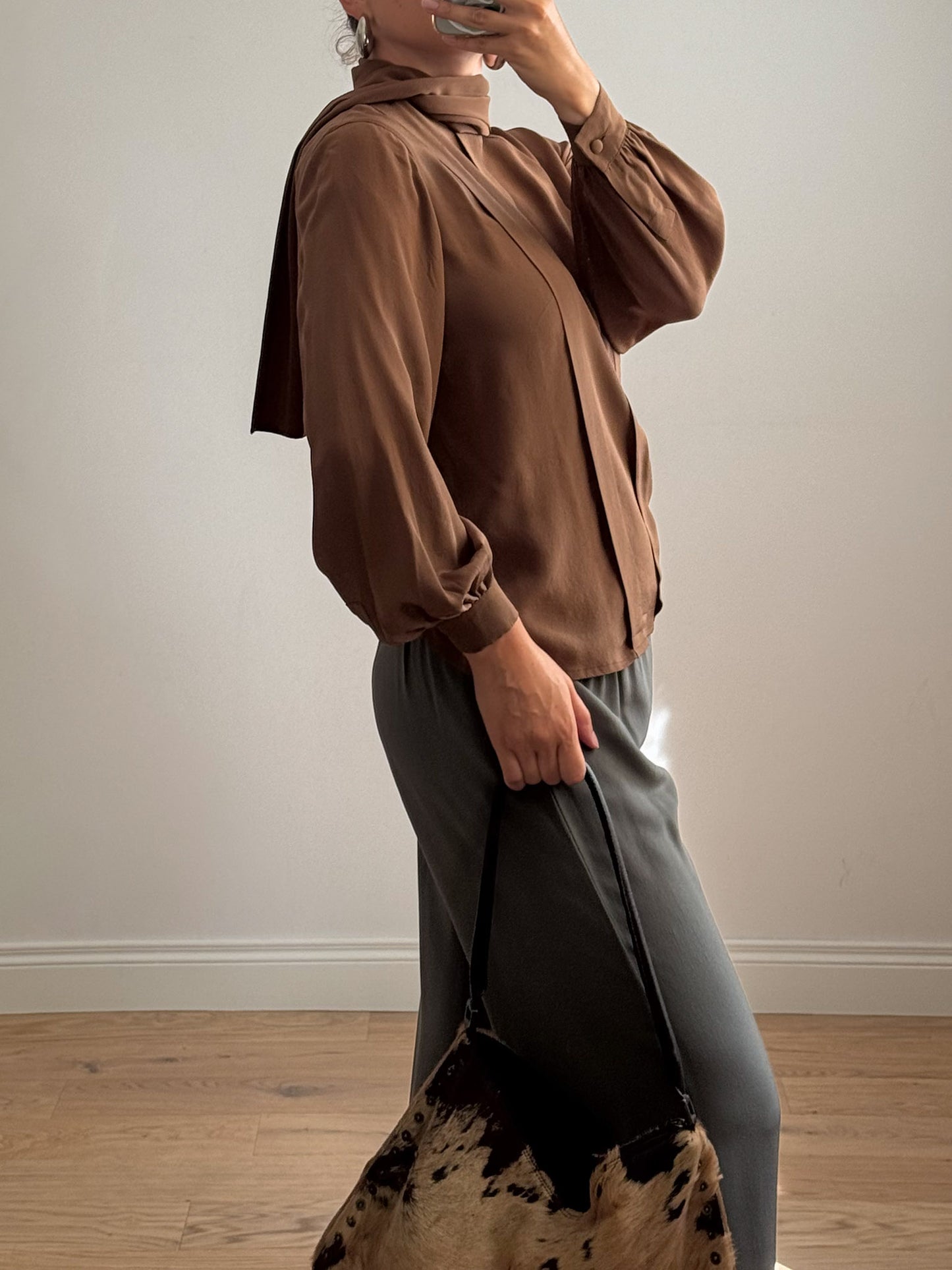 Pure silk brown blouse