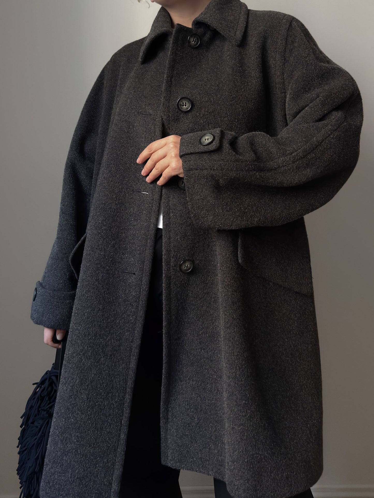 Wool and alpaca grey caban