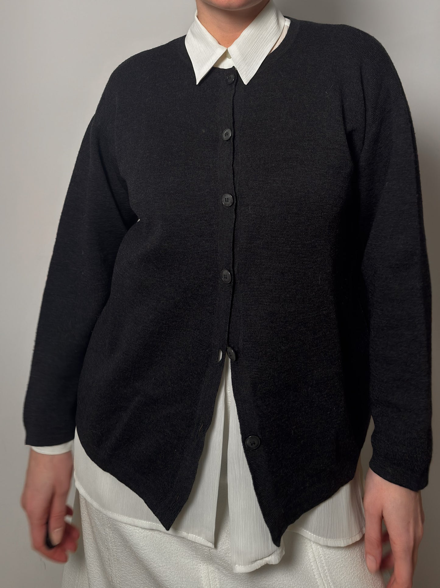 Pure merino wool anthracite cardigan