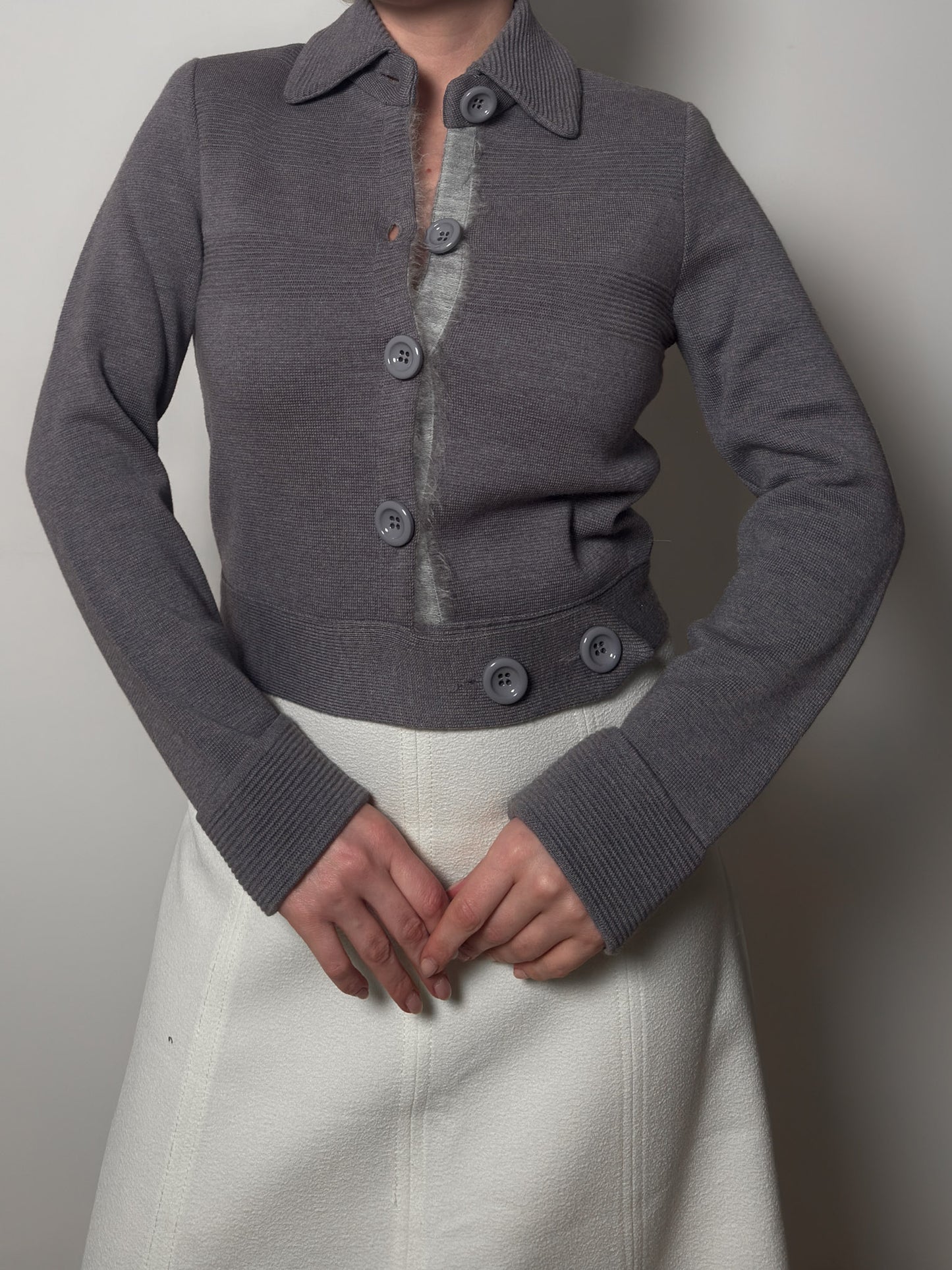 Pure merino wool grey cardigan