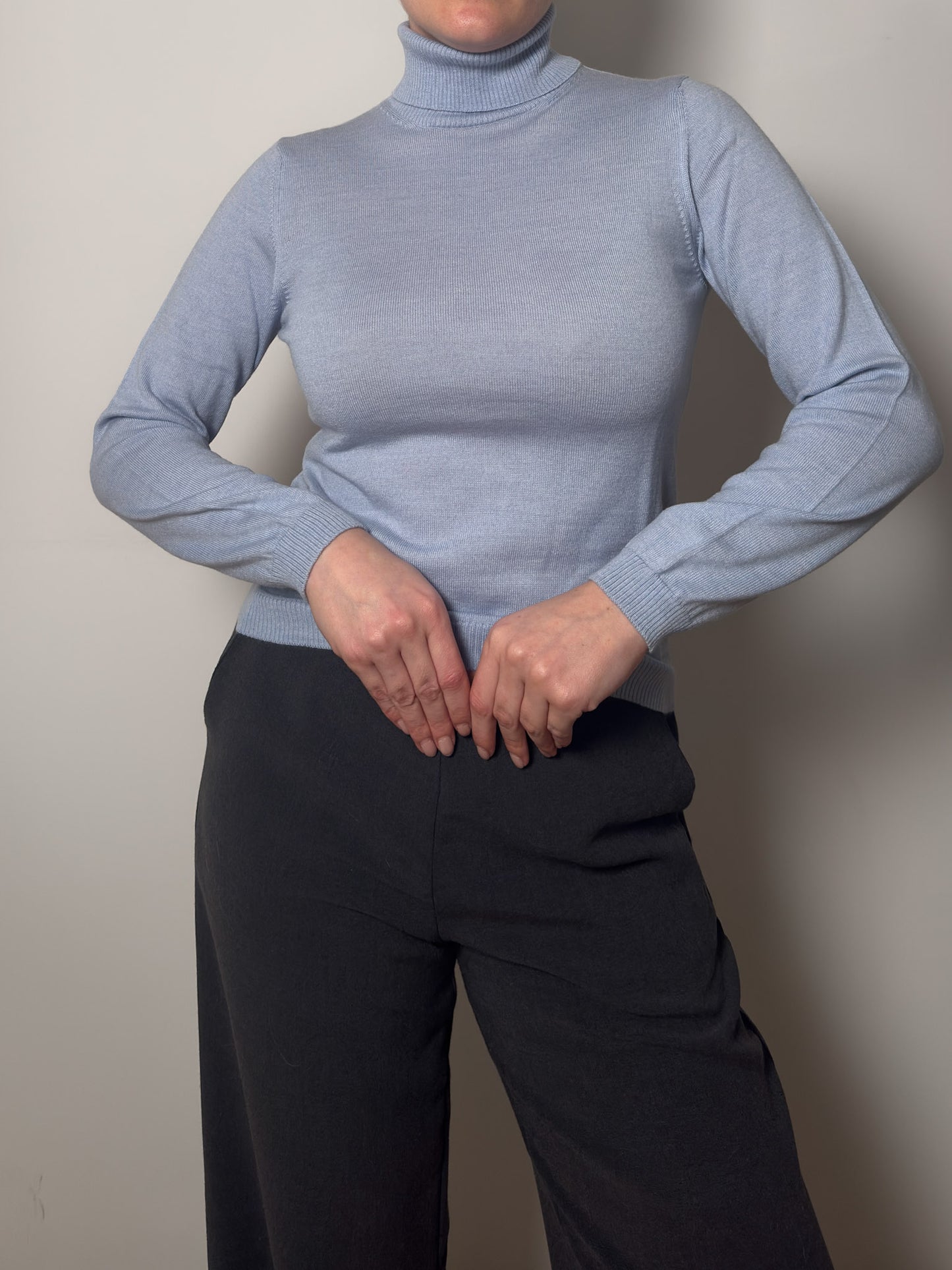 Pure merino wool sky turtleneck pull