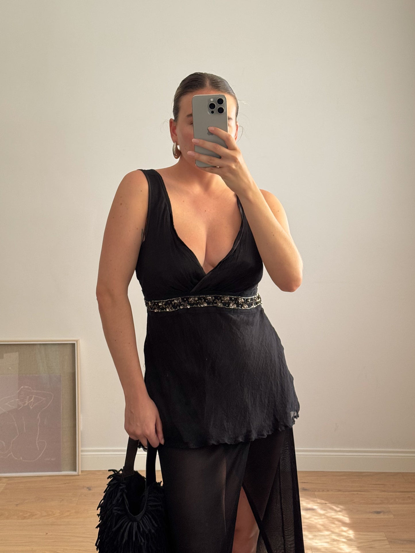 Pure silk black top