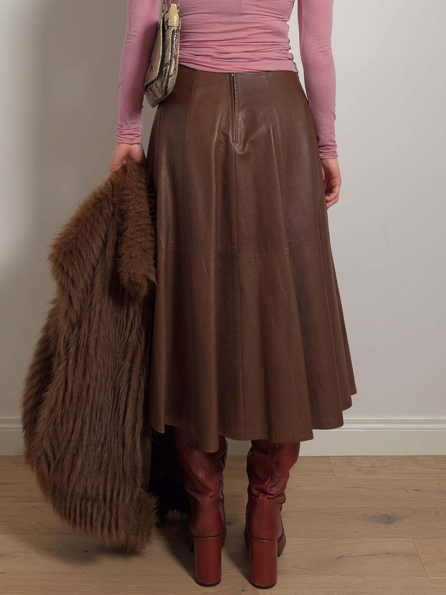 Real leather rust skirt