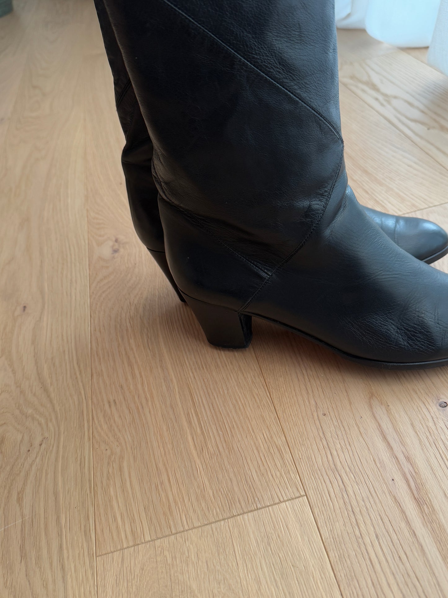 Real leather black boots