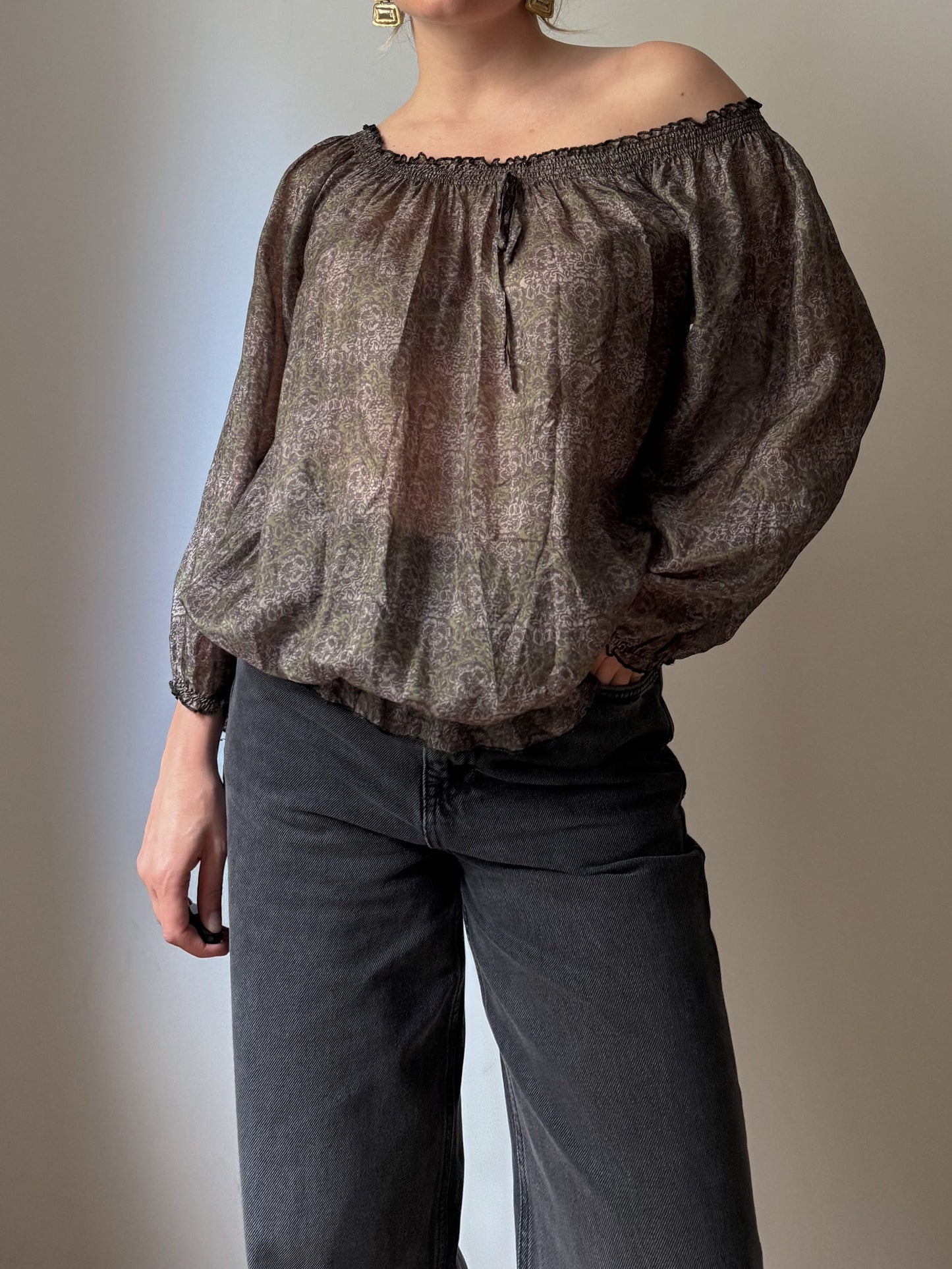 Pure silk printed blouse
