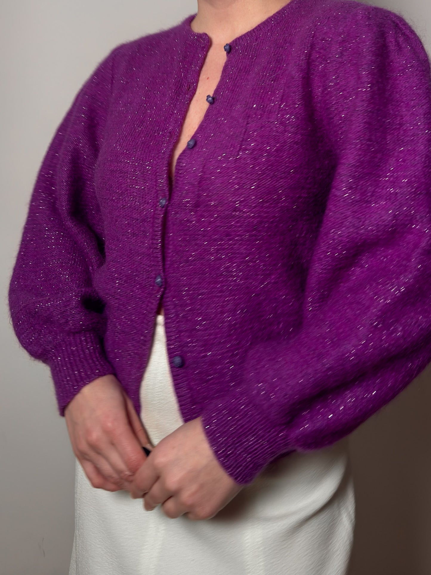 Super kid mohair violet cardigan