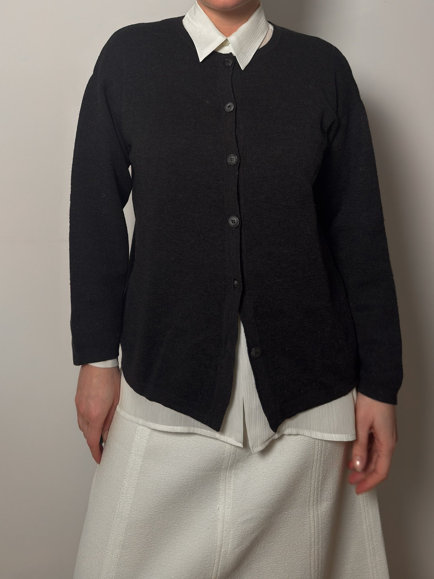 Pure merino wool anthracite cardigan