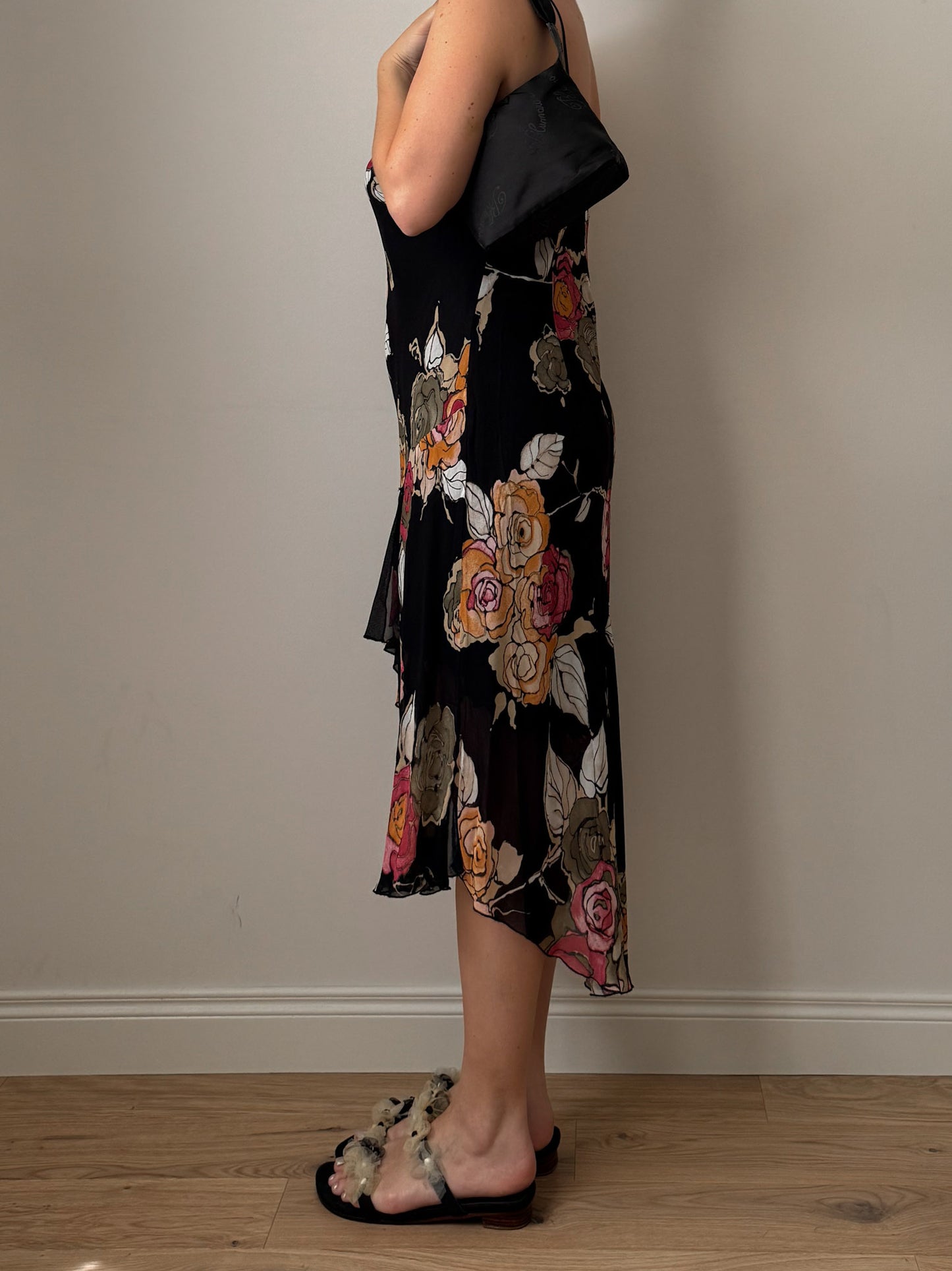Viscose floral black dress