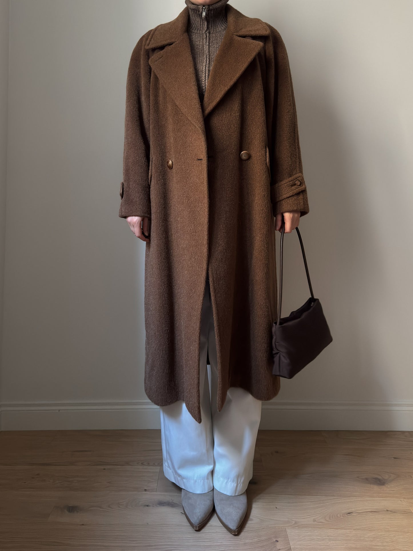 Wool, alpaca and mohair camel coat