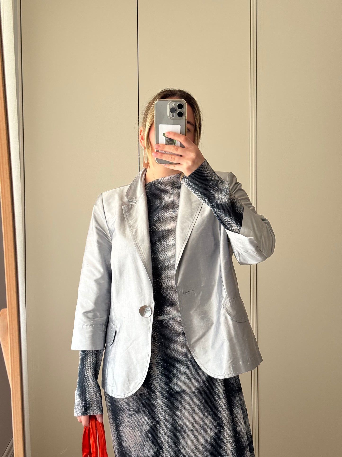 Pure silk silver jacket