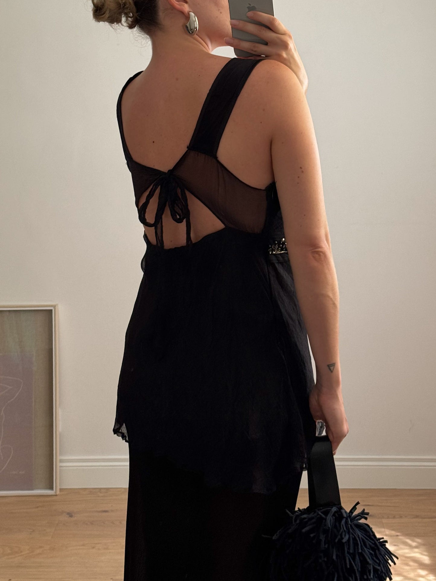 Pure silk black top