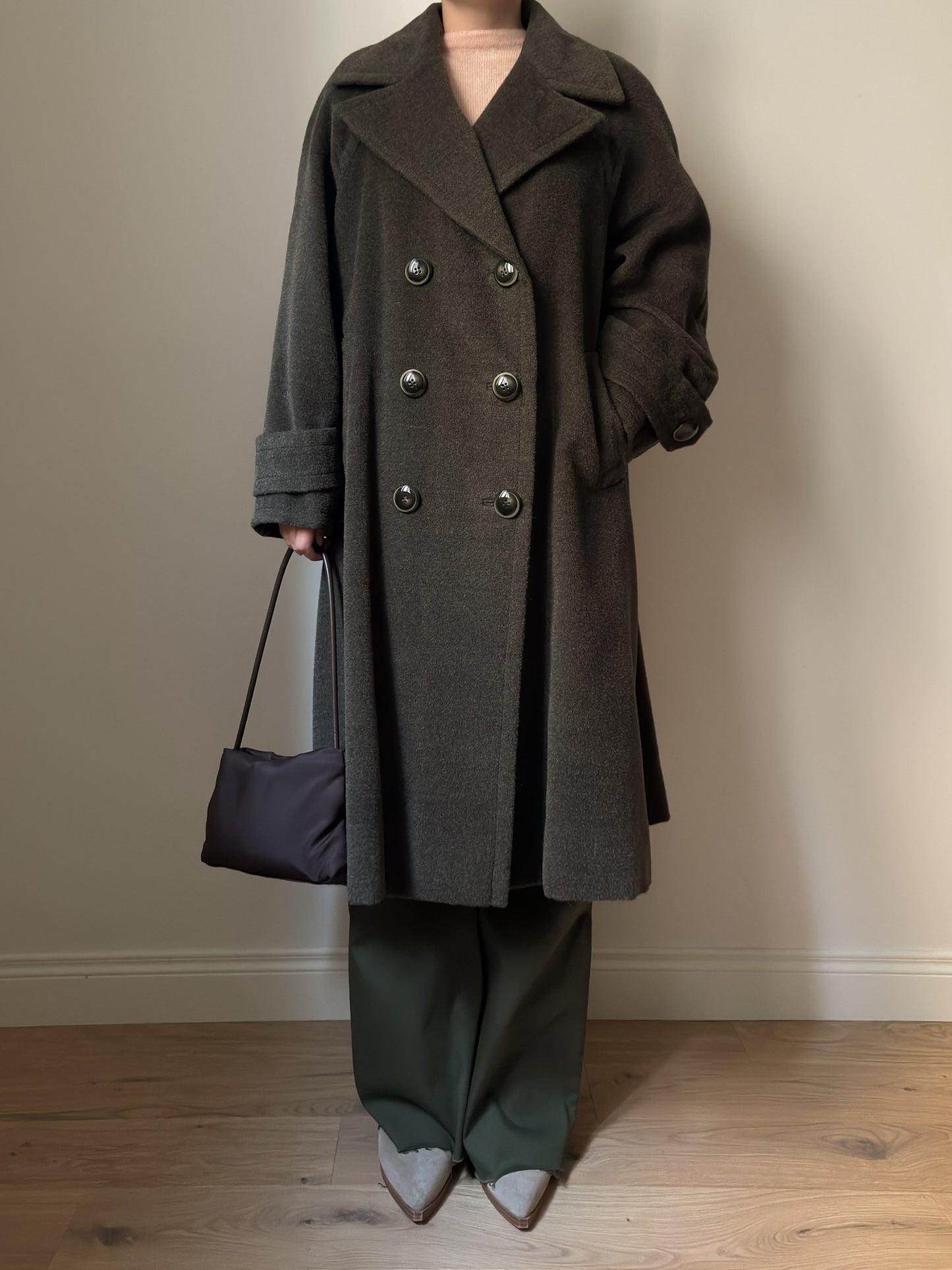 Wool and mohair olive coat