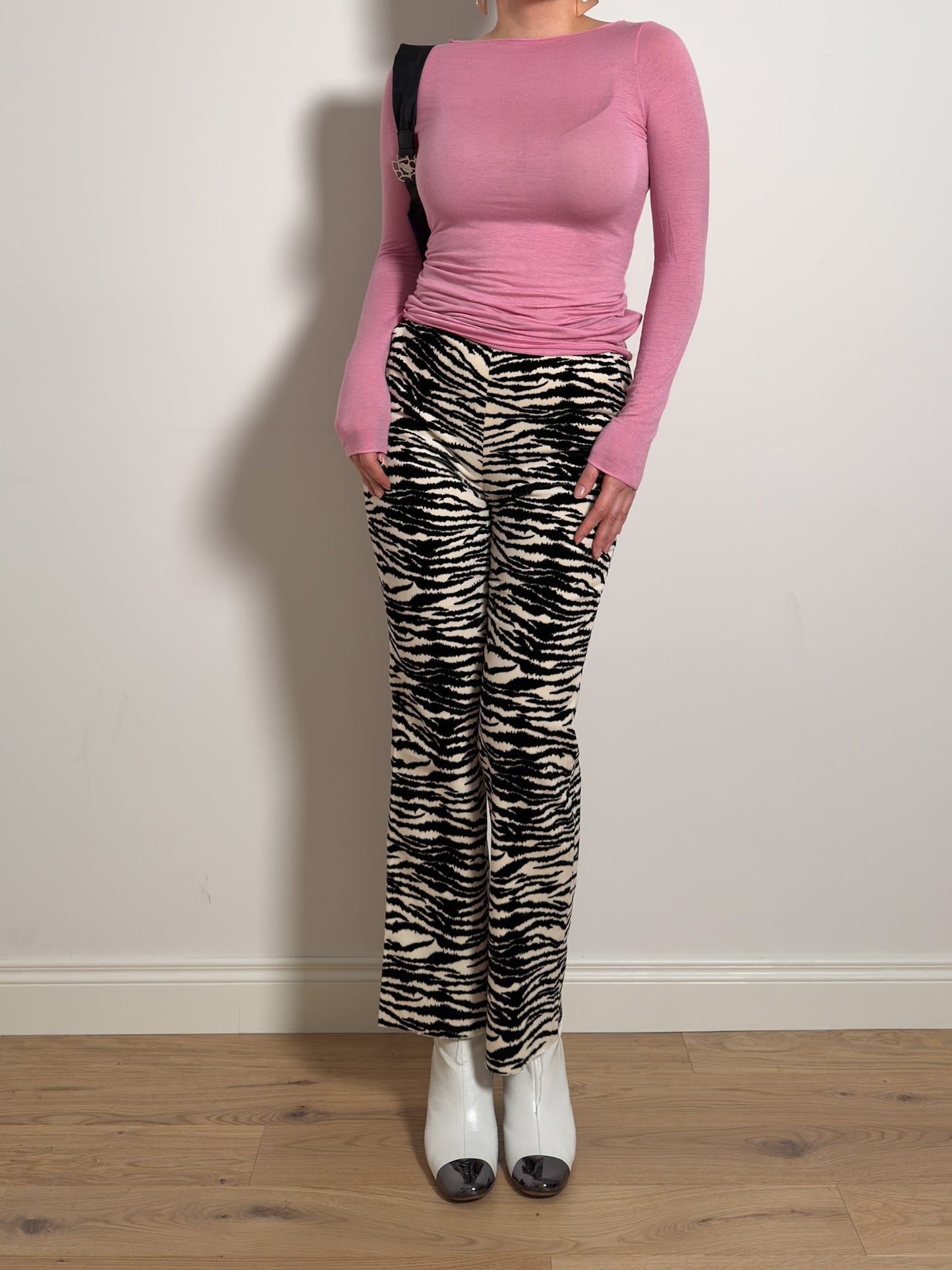 Velvet animalier pants