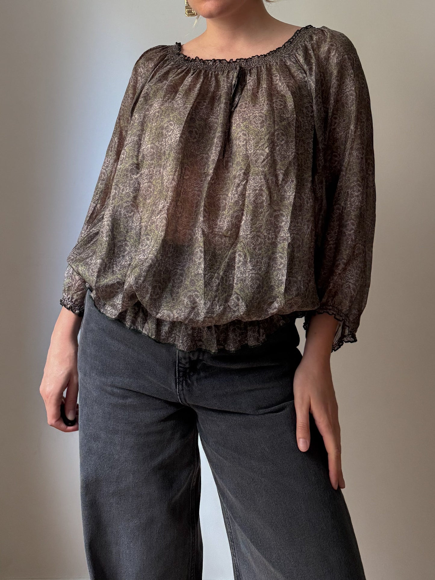 Pure silk printed blouse