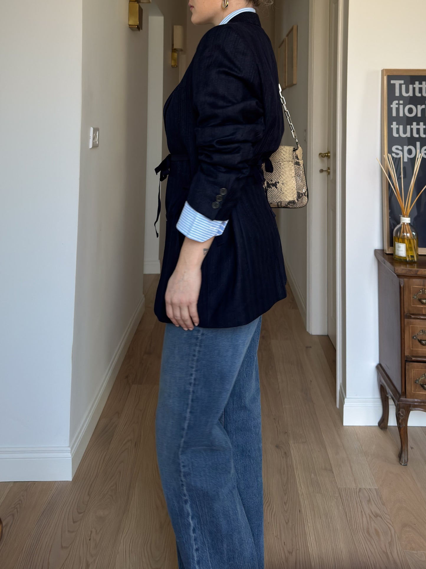 Brando pinstriped blue wool