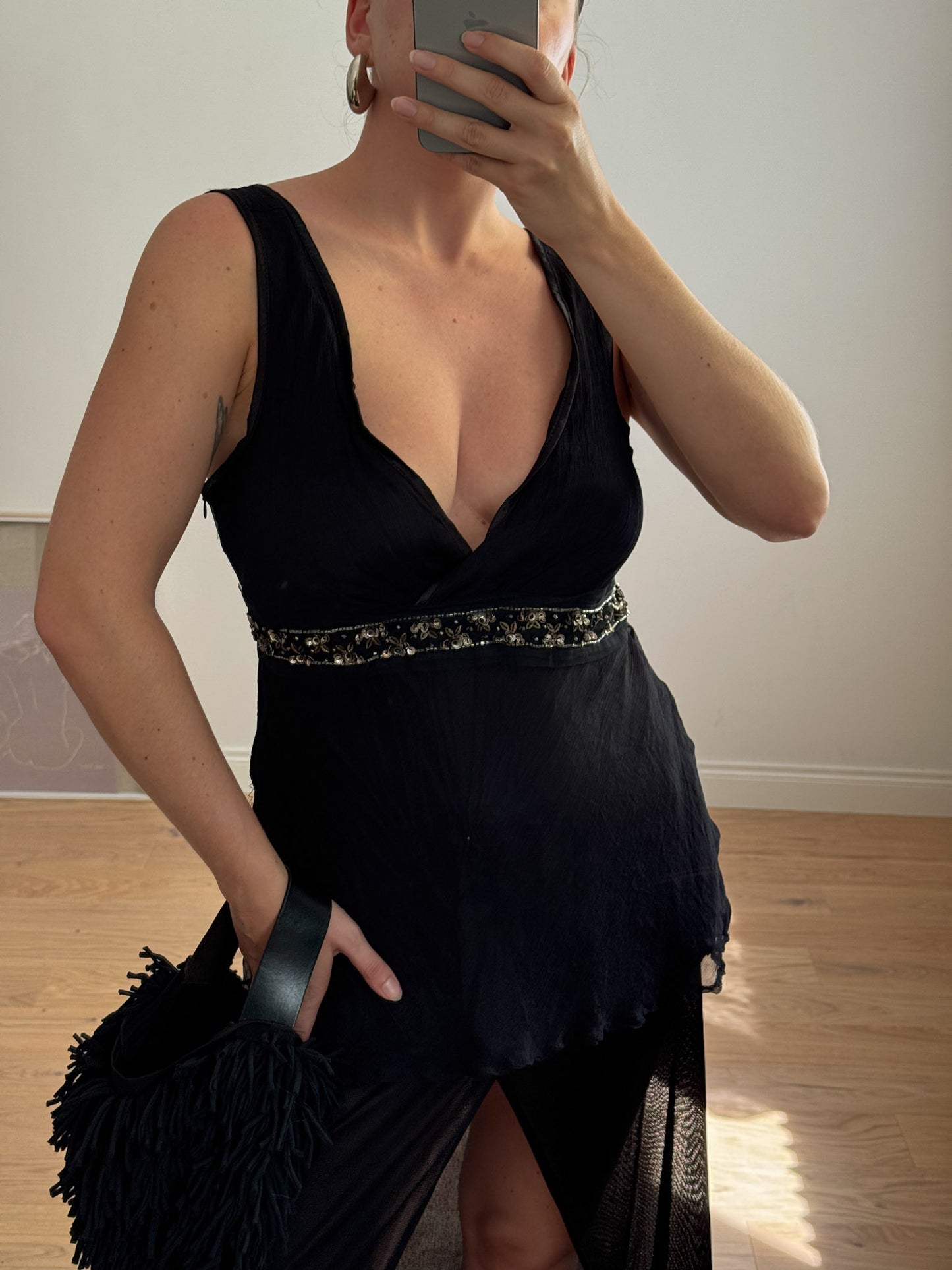 Pure silk black top