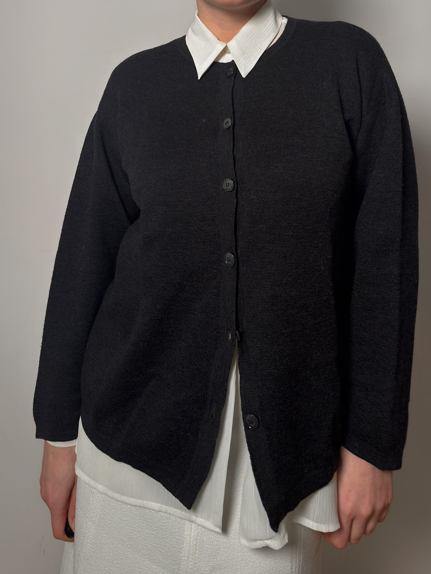 Pure merino wool anthracite cardigan