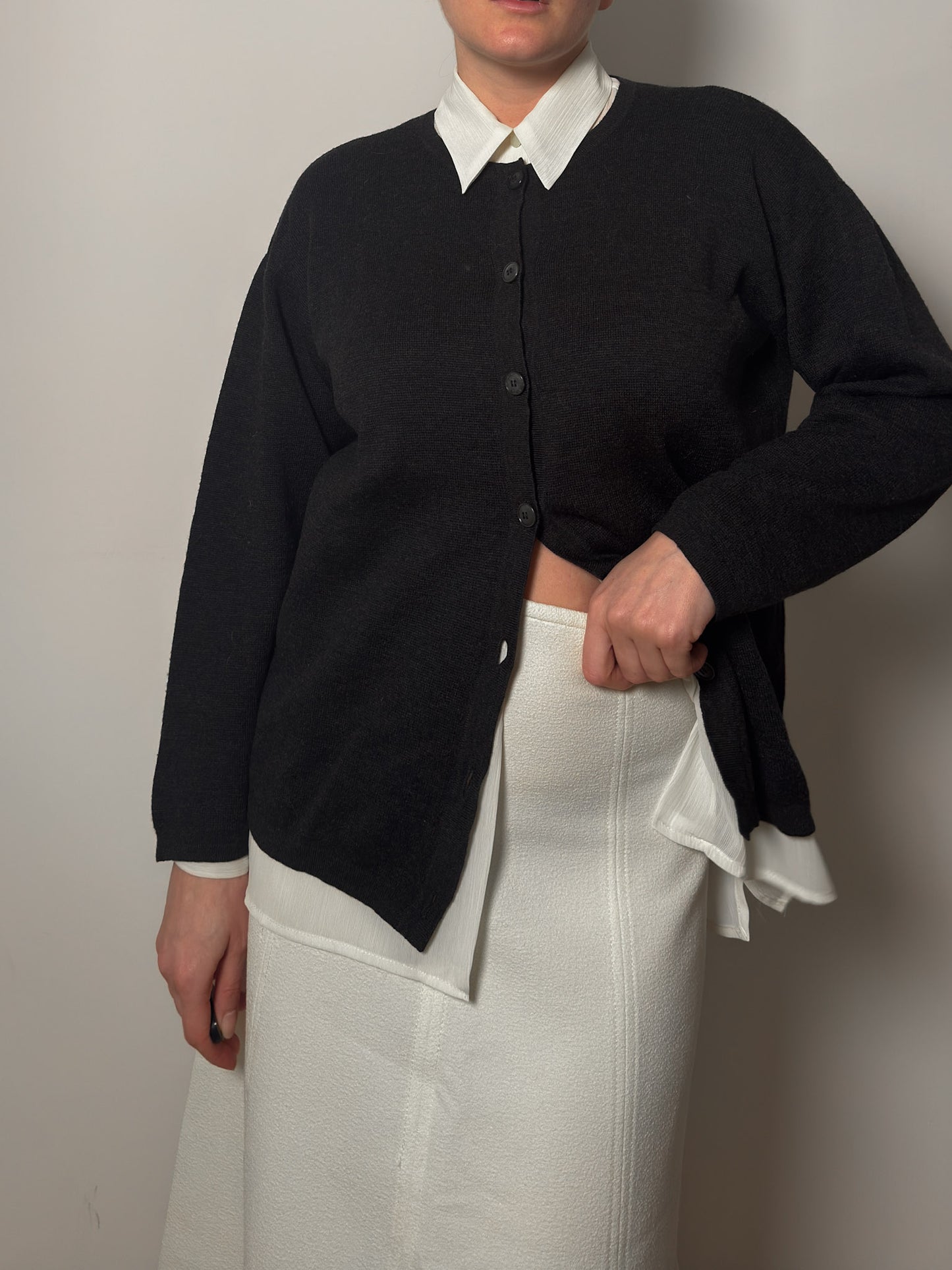 Pure merino wool anthracite cardigan