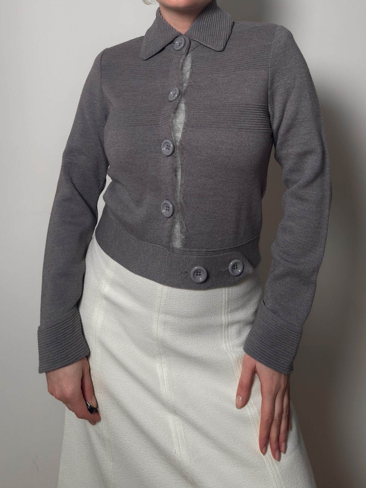 Pure merino wool grey cardigan