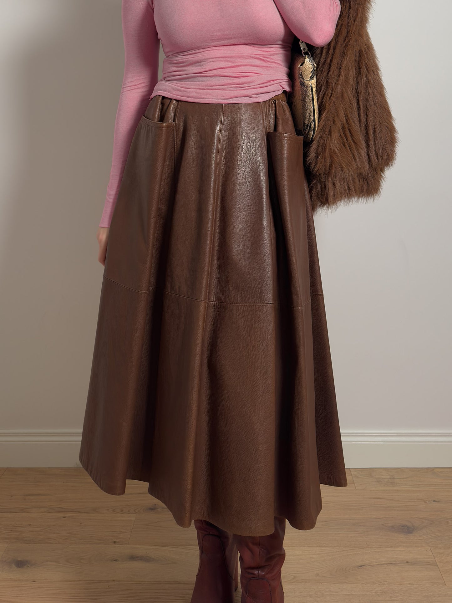 Real leather rust skirt