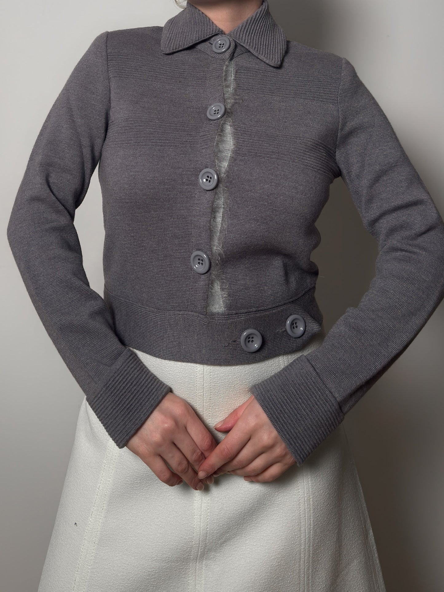 Pure merino wool grey cardigan