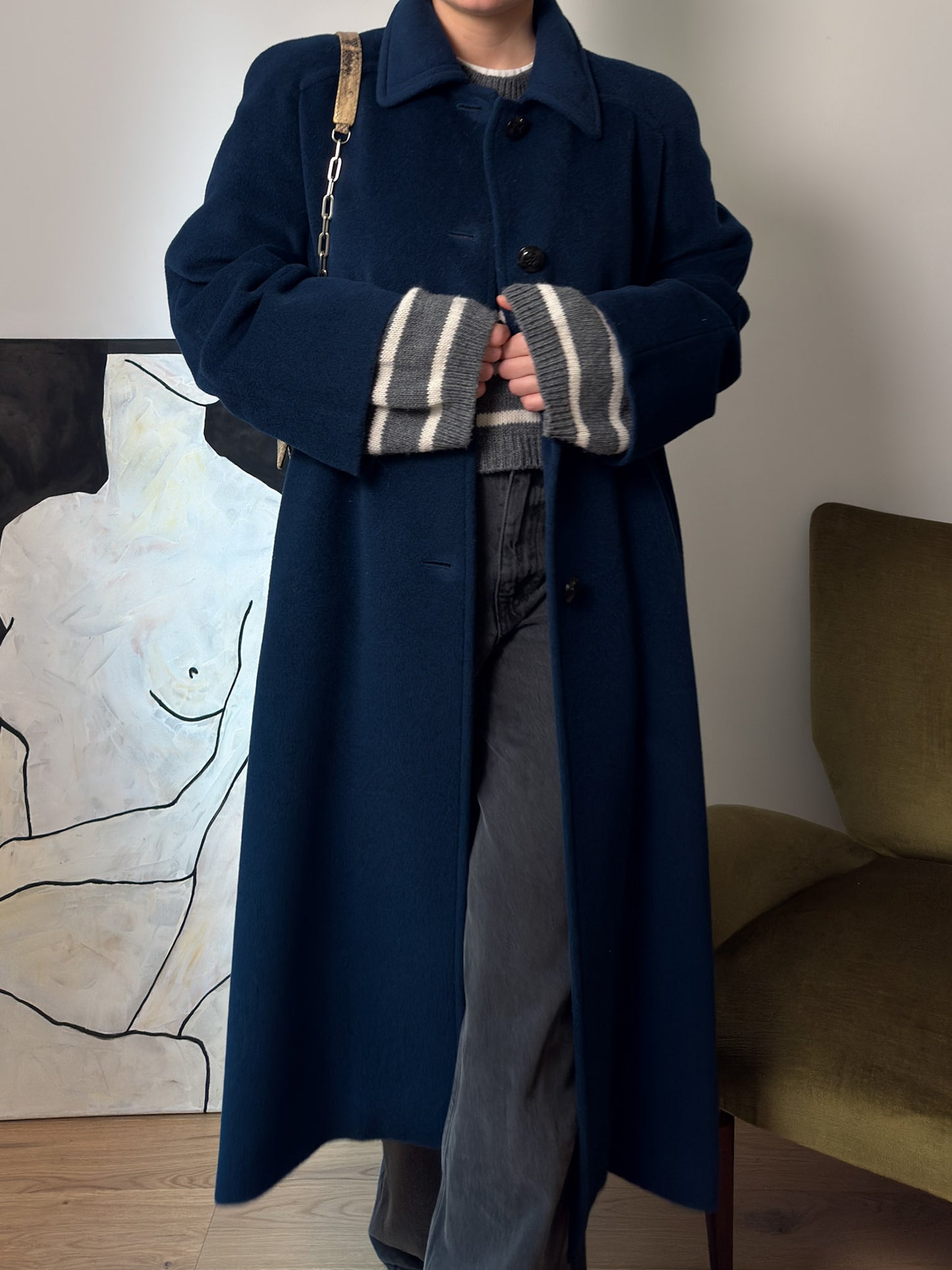 Pure virgin wool blue cobalt coat