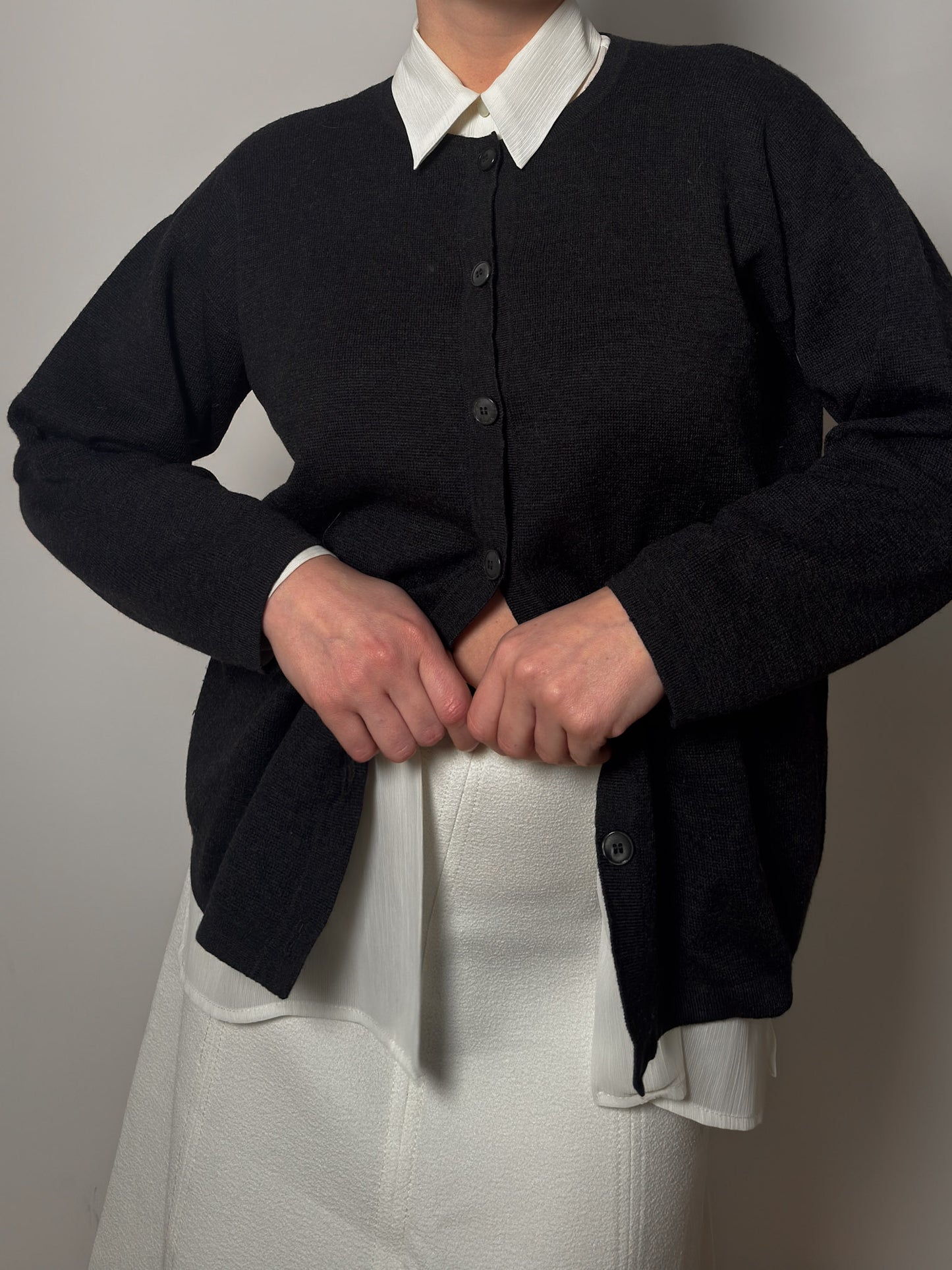 Pure merino wool anthracite cardigan