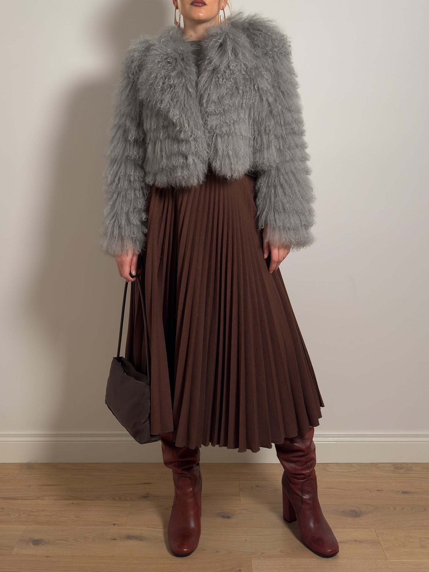 Pure virgin wool rust pleated skirt