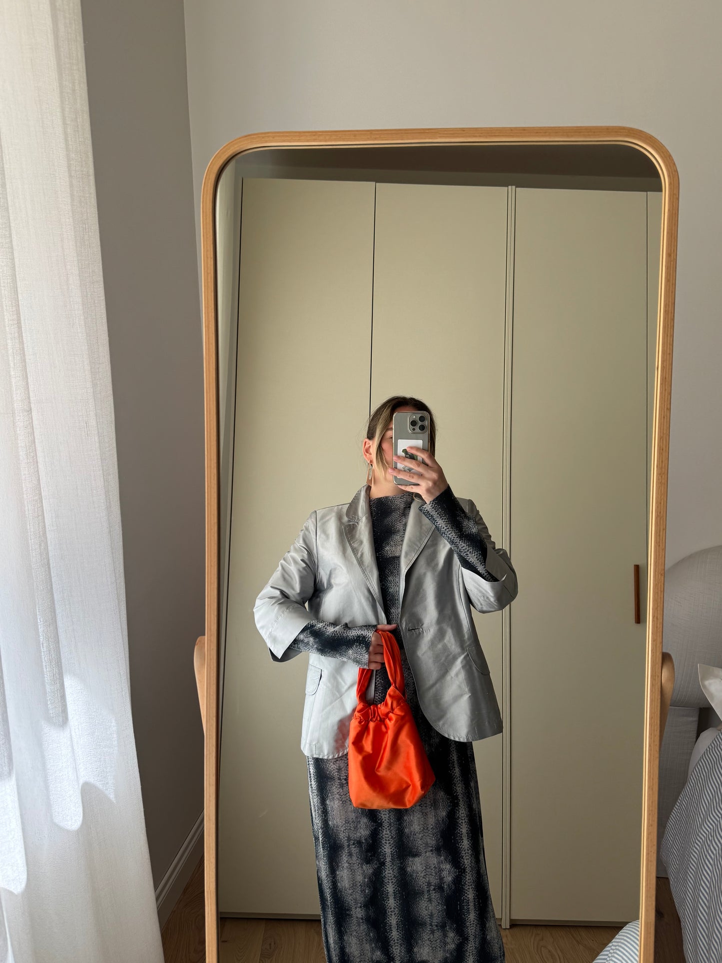 Pure silk silver jacket