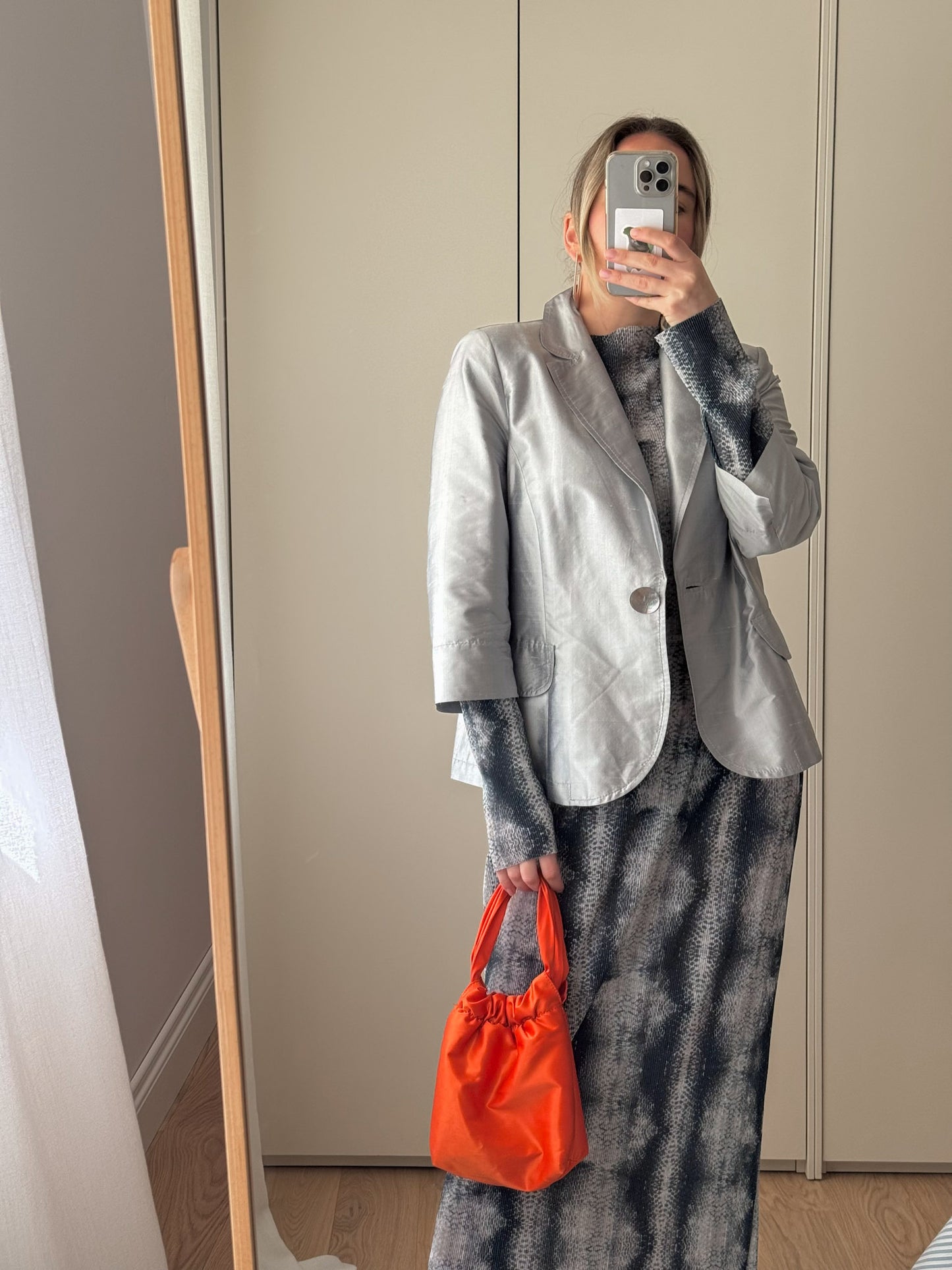 Pure silk silver jacket