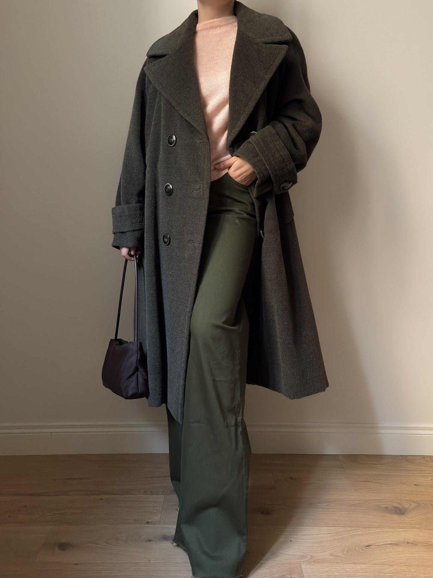 Wool and mohair olive coat