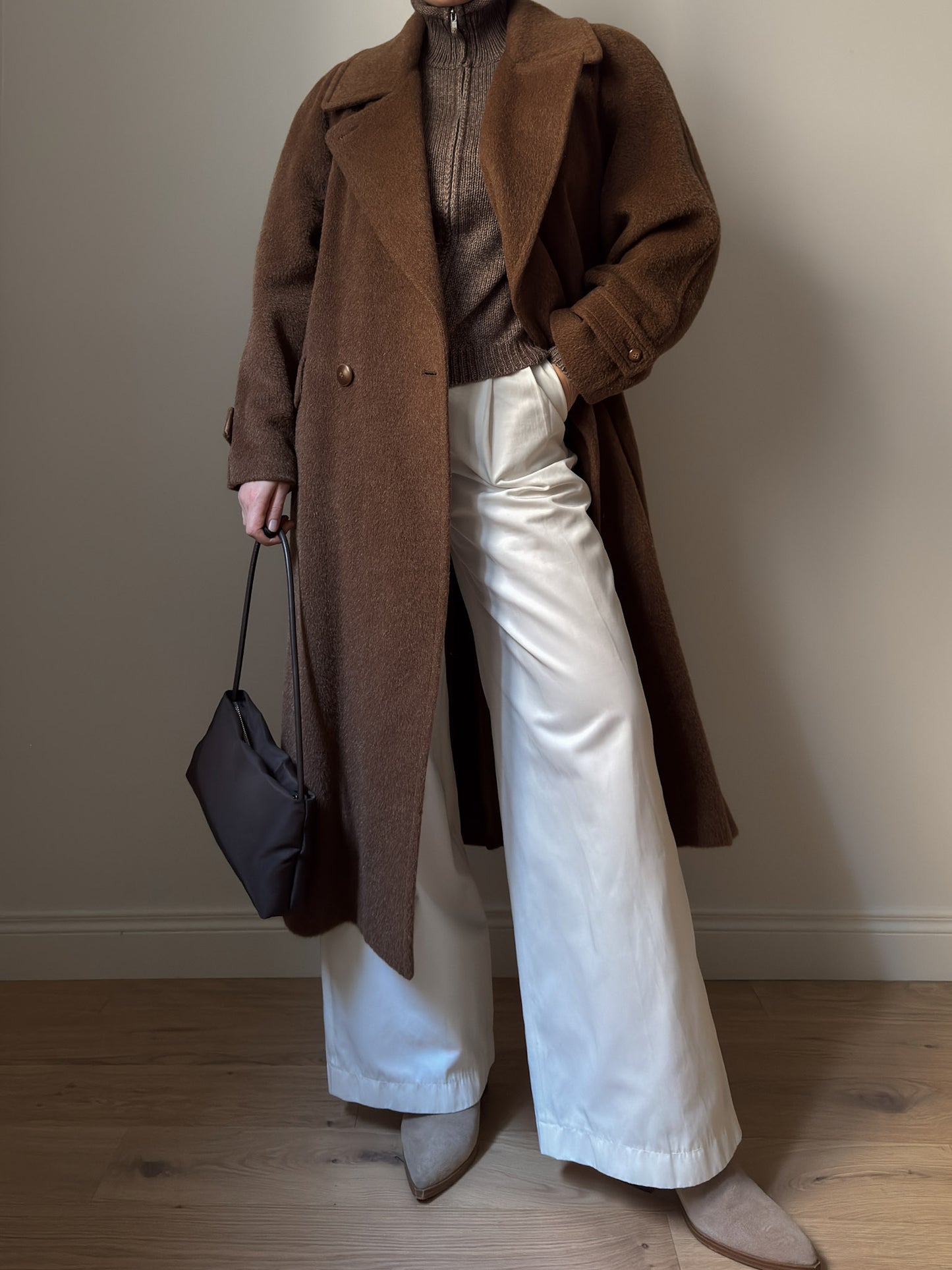 Wool, alpaca and mohair camel coat