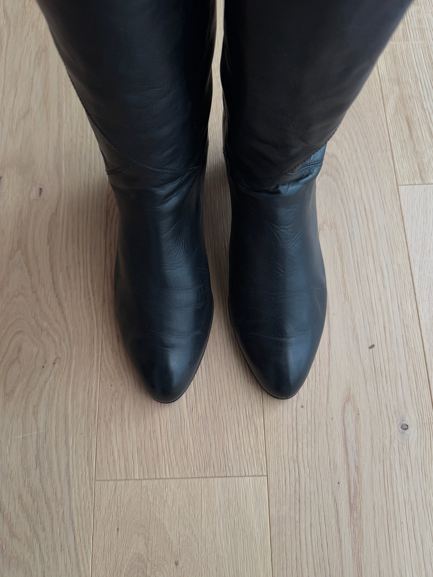 Real leather black boots
