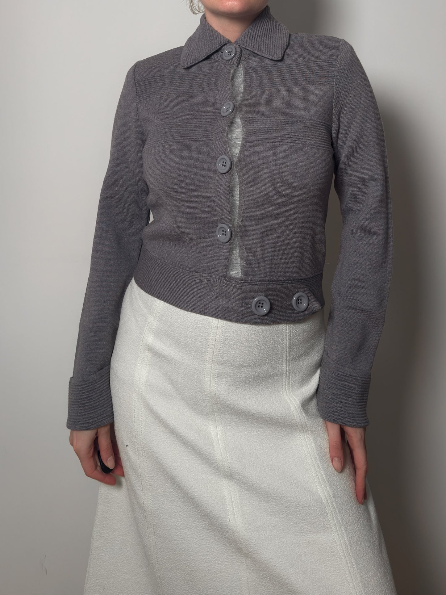 Pure merino wool grey cardigan